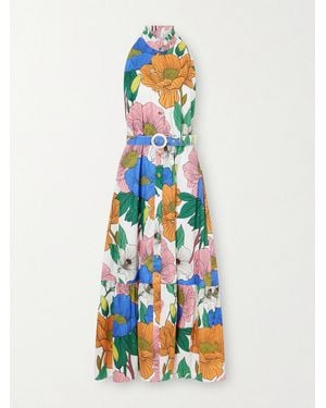 Borgo De Nor Biba Tiered Printed Cotton-Poplin Maxi Dress - White