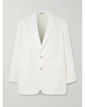 AURALEE Oversized Wool, Cotton And Linen-Blend Oxford Blazer - Natural