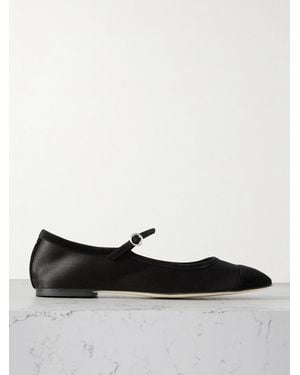 Aeyde Uma Suede-Trimmed Satin Mary Jane Ballet Flats - Black