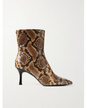 Rag & Bone Brea Snake-Effect Leather Ankle Boots - Brown