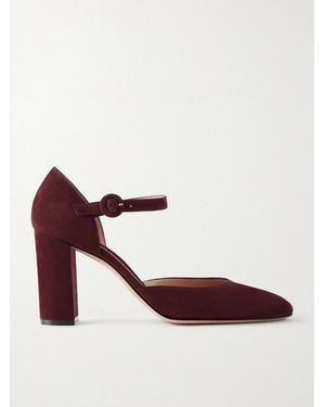 Gianvito Rossi 85 Suede Mary Jane Pumps - Red