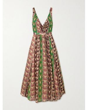 Emporio Sirenuse Tullia Arizona Pleated Printed Cotton Maxi Dress - White