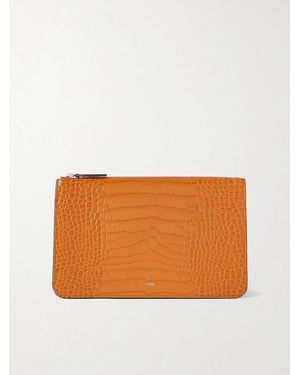 TOTEME Threefold Croc-Effect Leather Clutch - Orange