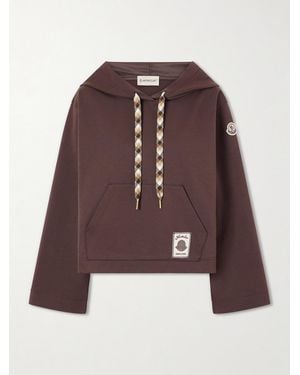 Moncler Logo-Appliquéd Cotton-Blend Hoodie - Brown