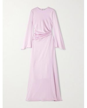 McQueen Gathered Satin-Crepe Gown - Pink