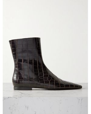 TOTEME Croc-Effect Leather Chelsea Boots - Black