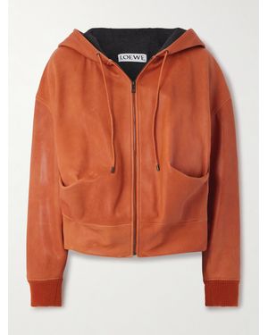 Loewe Hooded Draped Leather Jacket - Orange