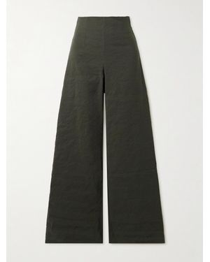 Cortana Turmalina Metallic Cotton-Blend Wide-Leg Trousers - Black