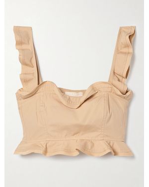 Ulla Johnson Belle Cropped Ruffled Cotton-Poplin Top - Natural