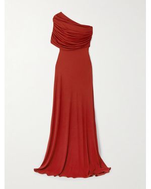 Giambattista Valli One-Shoulder Draped Jersey Gown - Red