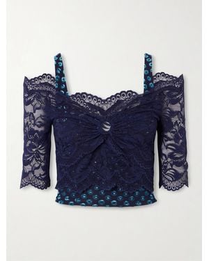 Rabanne Devoré Lace Blouse - Blue