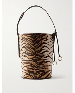 Alaïa Hip Small Leather-Trimmed Tiger-Print Calf Hair Tote - White