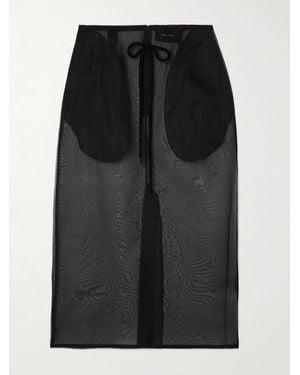 Simone Rocha Bow-Detailed Silk-Organza Midi Skirt - Black