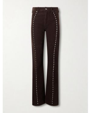 Polo Ralph Lauren Studded Stretch-Cotton Corduroy Flared Trousers - Brown