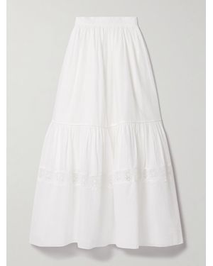 Aje. Chant Crochet-Trimmed Cotton-Voile Maxi Skirt - White