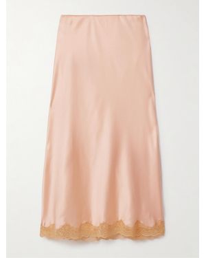 The Row Irene Lace-Trimmed Silk-Charmeuse Skirt - Pink