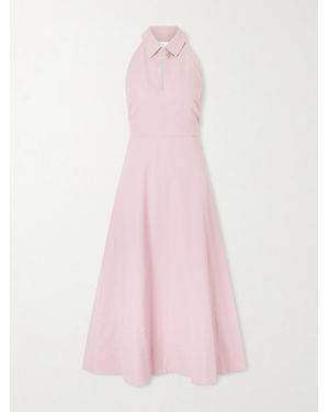 Veronica Beard Mackey Cotton-Blend Seersucker Halterneck Midi Dress - Pink