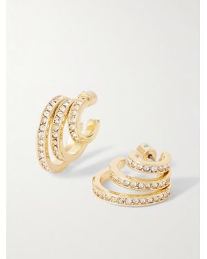 Roxanne Assoulin Triple Hoop Goldfarbene Ohrringe Mit Kristallen - Mettallic