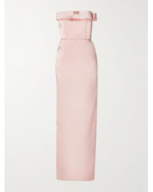 The New Arrivals Ilkyaz Ozel Sisu Bow-Embellished Satin Gown - Pink