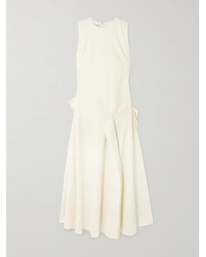 Abadia Yara Mehrlagiges Midikleid Aus Grain De Poudre Aus Einer Wollmischung - Weiß