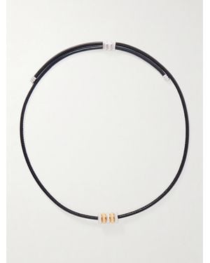 DEHANCHE Hollyhock Beaded And-Toned Leather Necklace - Metallic
