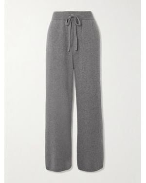The Elder Statesman Cashmere Wide-Leg Track Pants - Gray