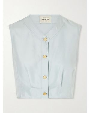 LeKasha Haima V Neck Silk Top - Blue