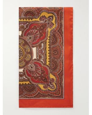 Saint Laurent Paisley-Print Silk-Twill Scarf - Red