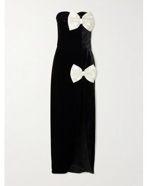 Alessandra Rich Trägerlose Robe Aus Samt Mit Schleifen Aus Duchesse-Satin - Schwarz