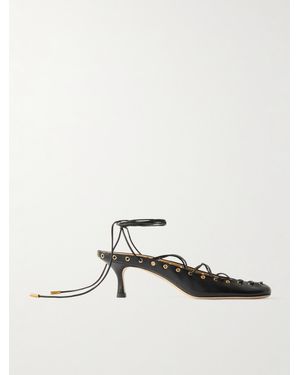 Chloé Ghilies Lace-Up Leather Court Shoes - Black