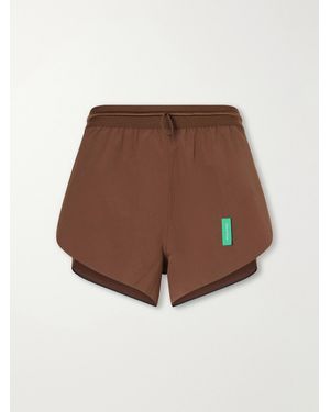 District Vision Split Logo-Appliquéd 2' Two-Way Stretch Shell Running Shorts - Brown