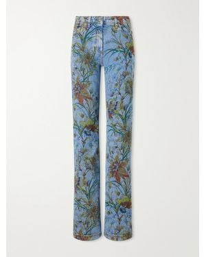 Etro Floral-Print Straight-Leg Jeans - Blue