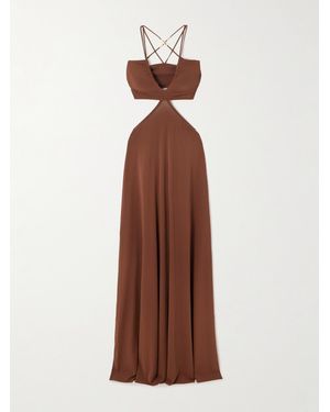 Eres Trésor Saba Cutout Embellished Stretch-Jersey Maxi Dress - Brown