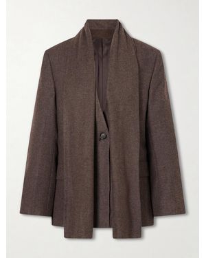 TOTEME Scarf-Detailed Flannel Blazer - Brown