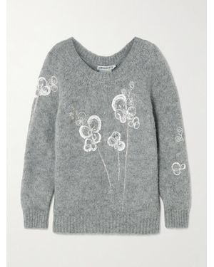 BERNADETTE Orchidea Pullover Aus Einer Alpakawollmischung Mit Kristallen Und Pailletten - Grau