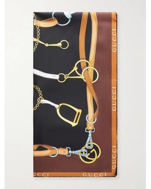 Gucci Ca Paisellier Printed Silk-Twill Scarf - Black