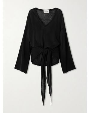The Attico Strandkleid Aus Pointelle-Strick Zum Binden - Schwarz