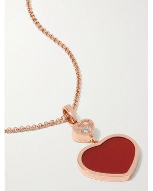 Chopard Happy Hearts 18-Karat Rose, Carnelian And Diamond Necklace - White