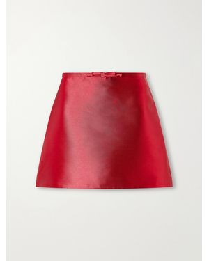 Jonathan Simkhai Viana Bow-Appliquéd Duchess-Satin Mini Skirt - Red