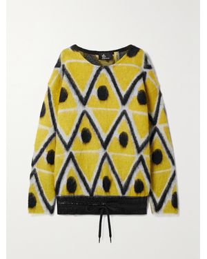 Moncler Genius 3 Moncler Grenoble Oversized Shell-Trimmed Jacquard-Knit Mohair-Blend Jumper - Yellow