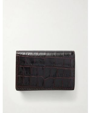 Smythson Mara Croc-Effect Leather Wallet - Black