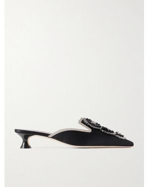 Manolo Blahnik Merode 30 Grosgrain-Trimmed Satin Mules - Black