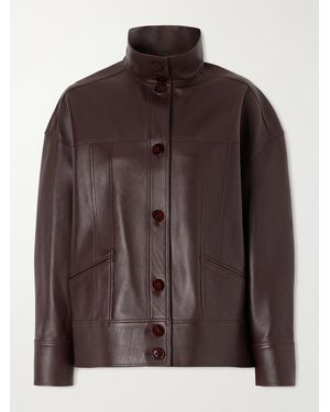 Galvan London Paneled Leather Jacket - Brown