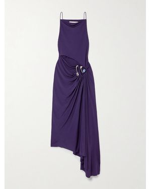 Christopher Esber Veer Asymmetric Embellished Cutout Draped Jersey Dress - Purple