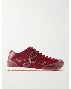 Loewe Ballet Runner 2.0 Logo-Appliquéd Leather And Suede Sneakers - Red