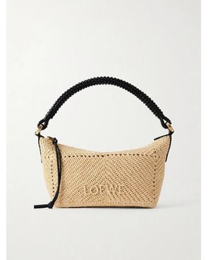 Loewe Paula's Ibiza Cala Leather-Trimmed Raffia Pouch - Metallic