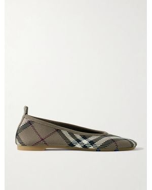 Burberry Ballerinas Aus Jacquard-Strick Mit Karomuster - Natur