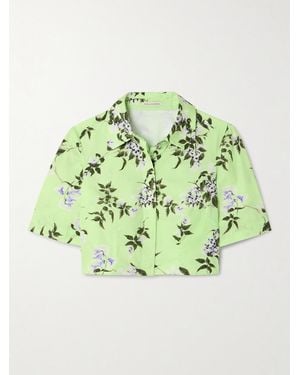 Emilia Wickstead Natalie Cropped Floral-Print Cotton-Poplin Shirt - Green