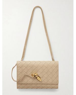 Bottega Veneta Andiamo Intrecciato Leather Pouch - Natural