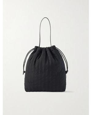 Valesque Bonnet Leather-Trimmed Quilted Nylon Shoulder Bag - Black